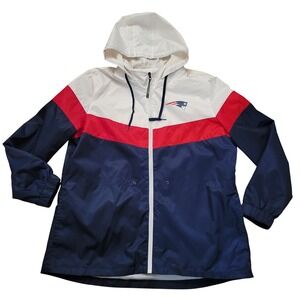 NFL New England Patriots XXL Windbreaker Jacket Colorblock Blue White Football